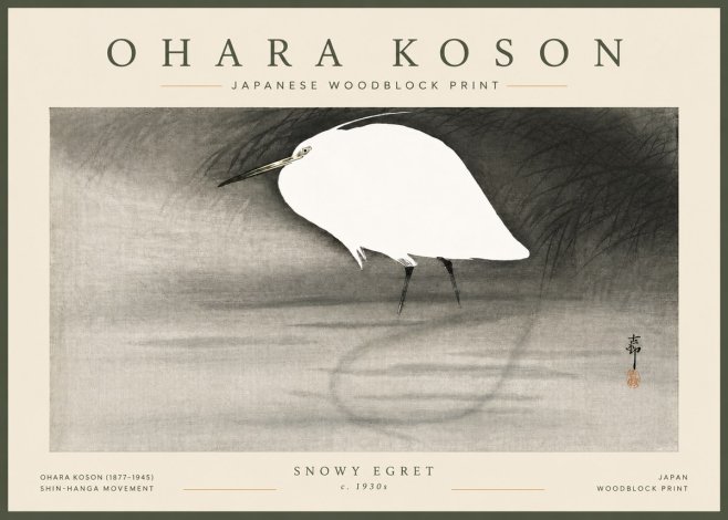 Ohara Koson Snowy Egret No5 - Plakat