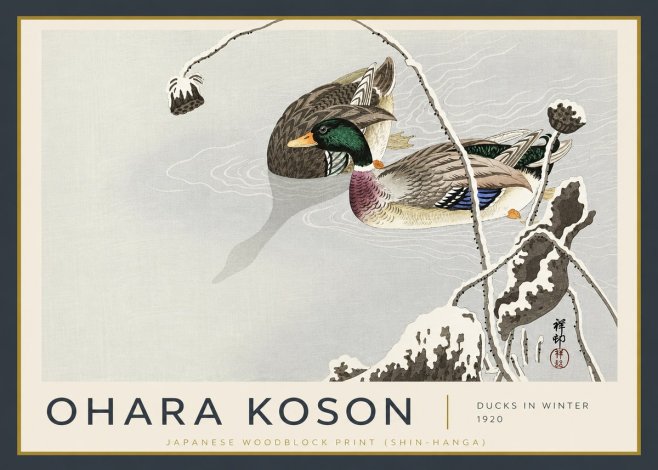 Ohara Koson Ducks in Winter No5 - Plakat