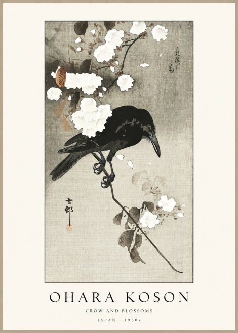 Ohara Koson Crow and Blossoms II No1 - Plakat