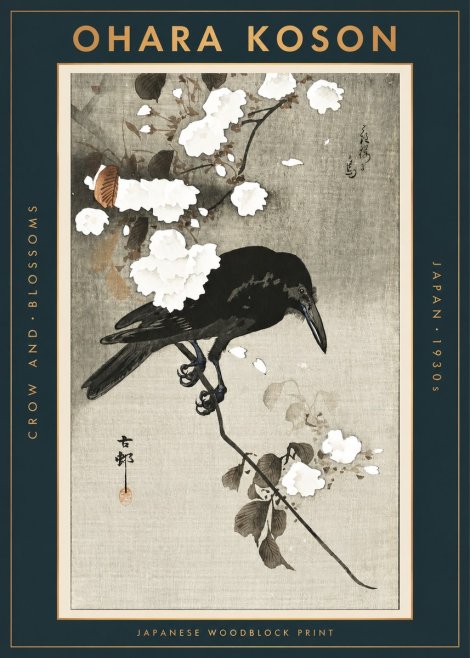 Ohara Koson Crow and Blossoms II No2 - Plakat