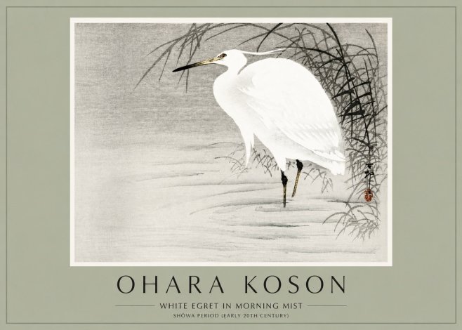 Ohara Koson White Egret in Morning Mist No2 - Plakat