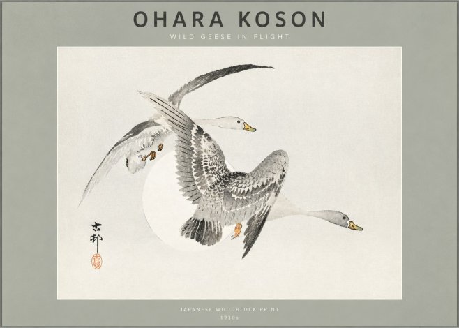 Ohara Koson Wild Geese in Flight I No2 - Plakat