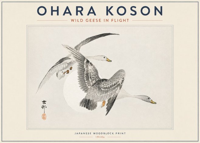 Ohara Koson Wild Geese in Flight I No4 - Plakat