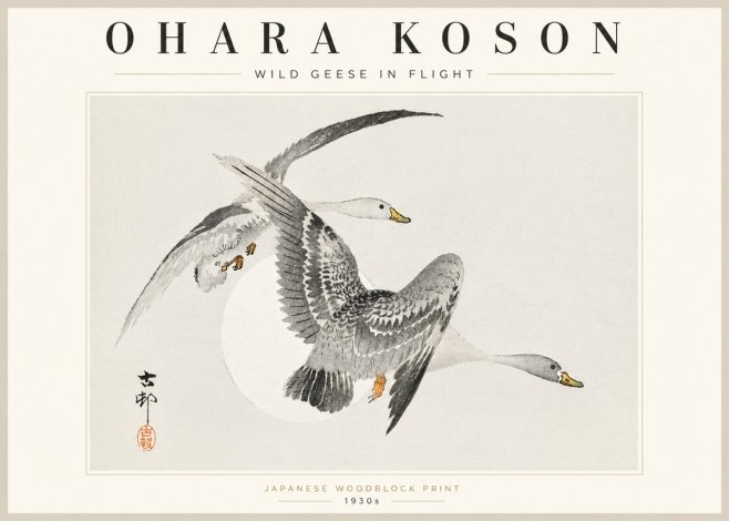 Ohara Koson Wild Geese in Flight I No5 - Plakat