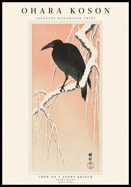 Ohara Koson Crow on a Snowy Branch I No1 - Plakat