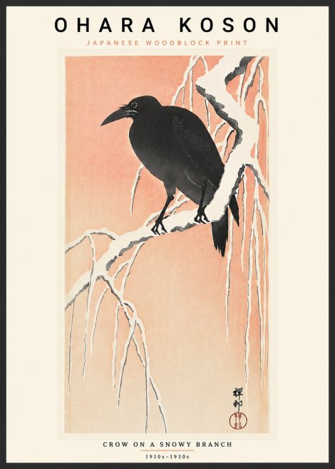 Ohara Koson Crow on a Snowy Branch I No4 - Plakat
