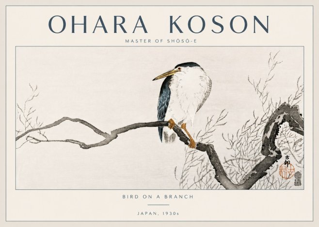 Ohara Koson Bird on a Branch II No6 - Plakat