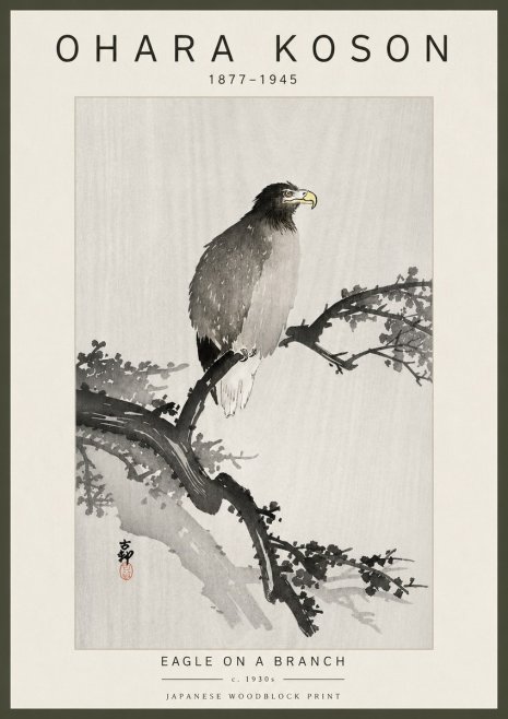Ohara Koson Eagle on a Branch I No6 - Plakat