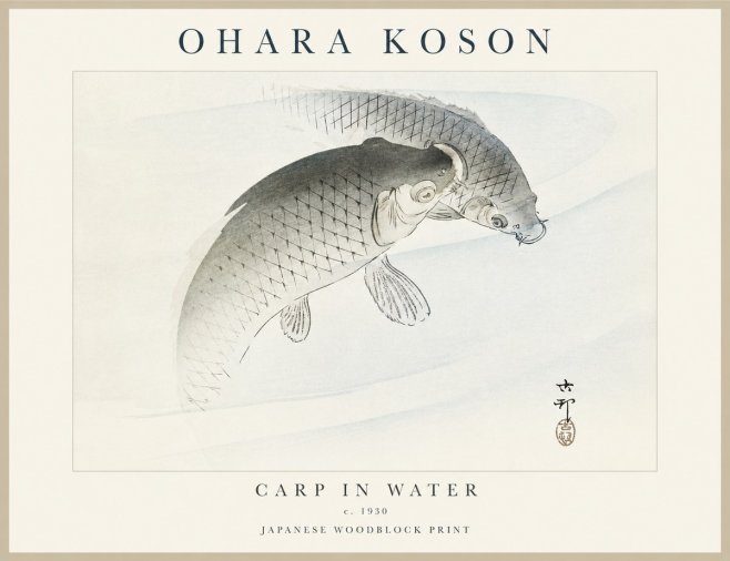 Ohara Koson Carp in Water No1 - Plakat