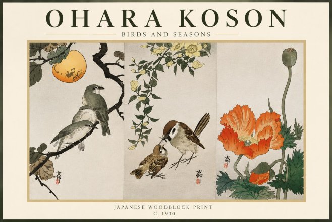 Ohara Koson Birds and Seasons No3 - Plakat