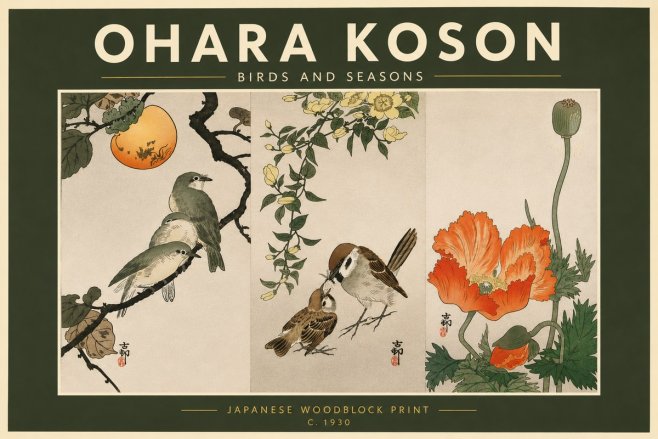 Ohara Koson Birds and Seasons No5 - Plakat