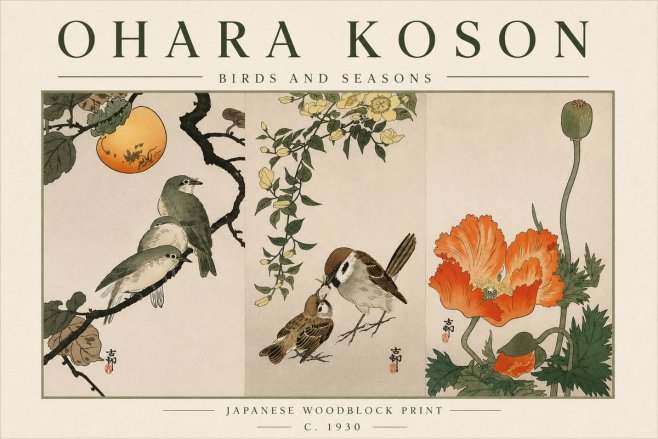 Ohara Koson Birds and Seasons No6 - Plakat