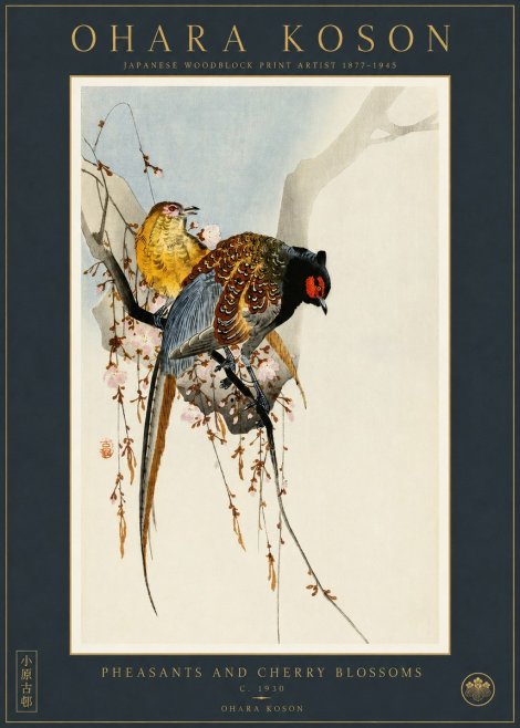 Ohara Koson Pheasants and Cherry Blossoms I No2 - Plakat