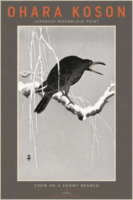 Ohara Koson Crow on a Snowy Branch II No4 - Plakat