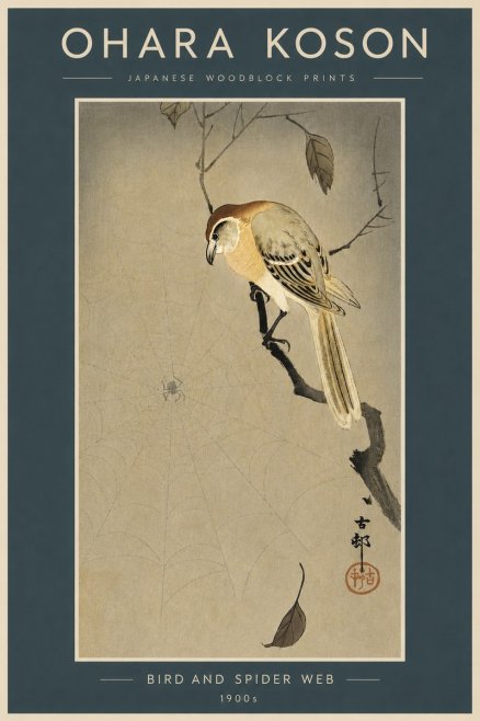 Ohara Koson Bird and Spider Web I No4 - Plakat