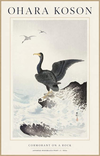 Ohara Koson Cormorant on a Rock No1 - Plakat
