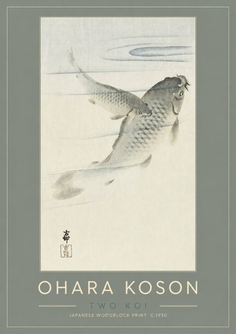 Ohara Koson Two Koi I No2 - Plakat