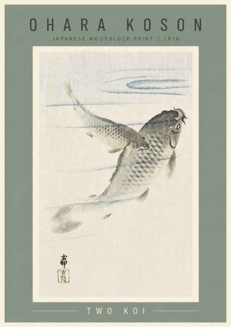 Ohara Koson Two Koi I No6 - Plakat