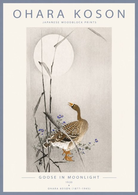 Ohara Koson Goose in Moonlight No4 - Plakat