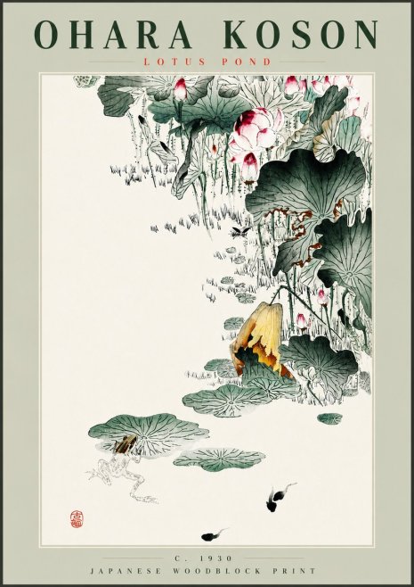 Ohara Koson Lotus Pond No4 - Plakat