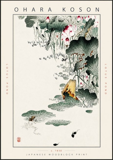 Ohara Koson Lotus Pond No5 - Plakat