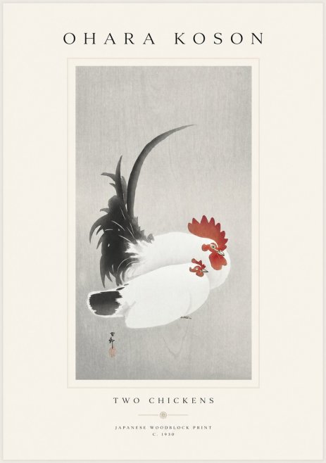 Ohara Koson Two Chickens No1 - Plakat
