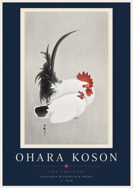Ohara Koson Two Chickens No3 - Plakat