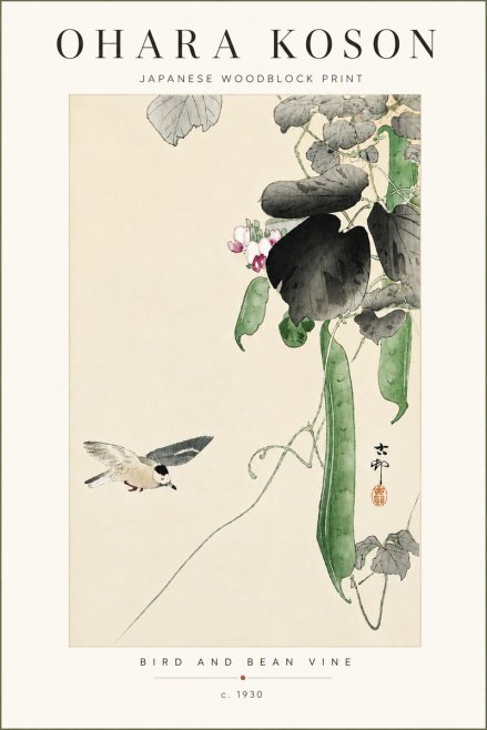 Ohara Koson Bird and Bean Vine No4 - Plakat