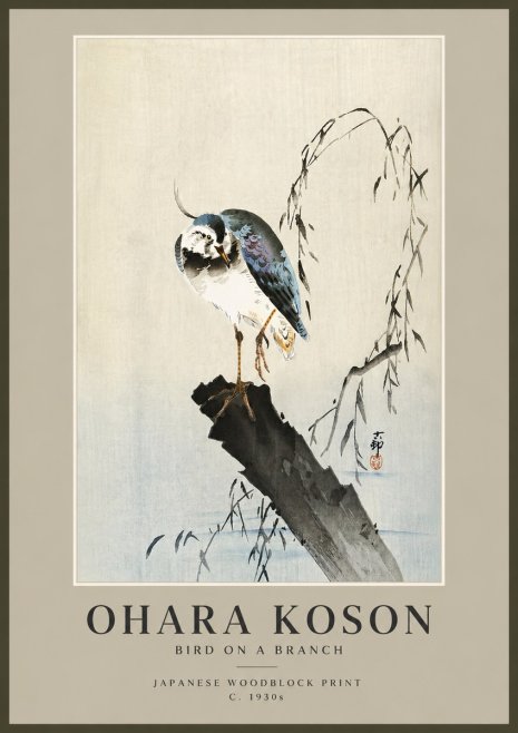 Ohara Koson Bird on a Branch III No6 - Plakat