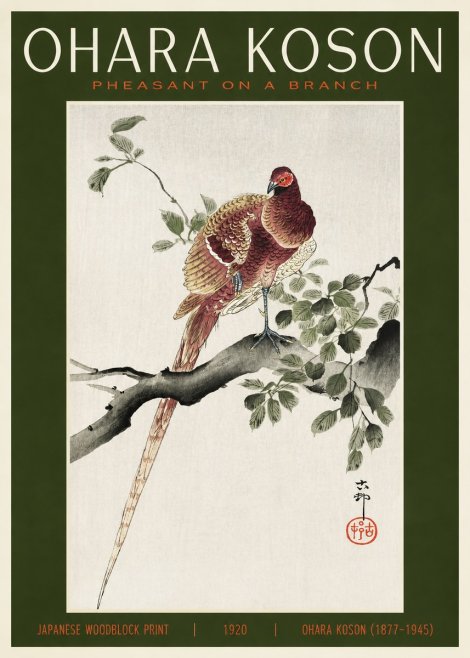 Ohara Koson Pheasant on a Branch No2 - Plakat