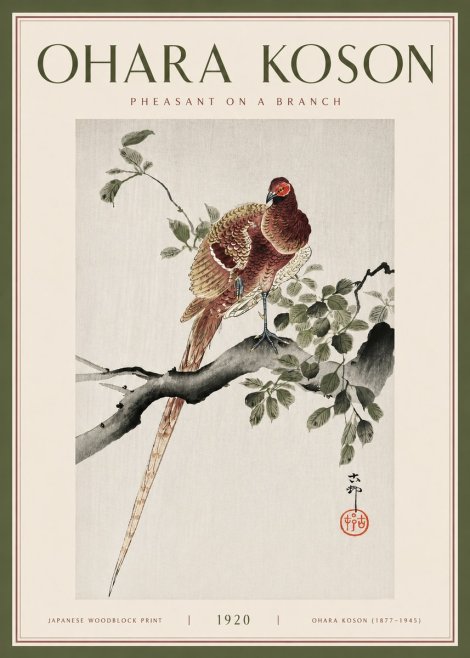 Ohara Koson Pheasant on a Branch No5 - Plakat