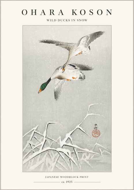 Ohara Koson Wild Ducks in Snow No1 - Plakat