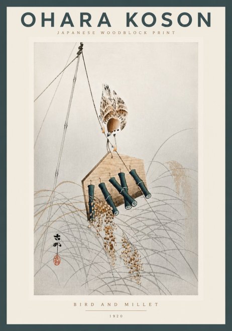 Ohara Koson Bird and Millet No4 - Plakat