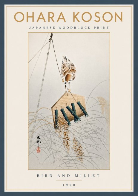 Ohara Koson Bird and Millet No5 - Plakat
