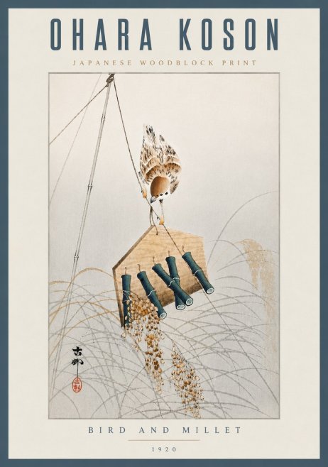Ohara Koson Bird and Millet No6 - Plakat
