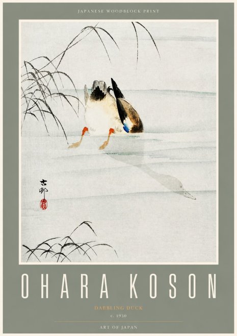 Ohara Koson Dabbling Duck No2 - Plakat