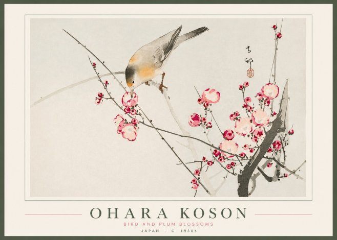 Ohara Koson Bird and Plum Blossoms No2 - Plakat