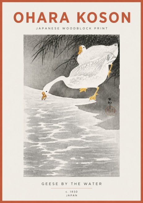 Ohara Koson Geese by the Water No4 - Plakat