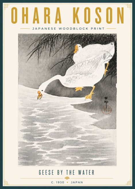 Ohara Koson Geese by the Water No6 - Plakat