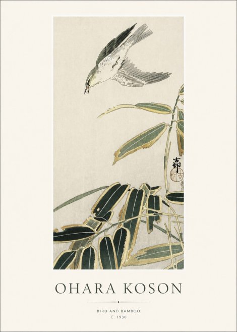 Ohara Koson Bird and Bamboo No1 - Plakat