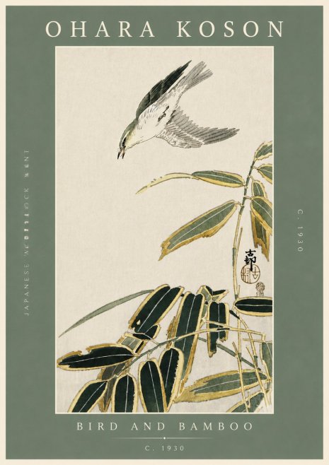 Ohara Koson Bird and Bamboo No5 - Plakat