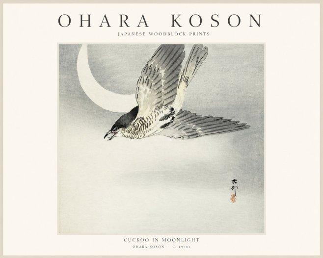 Ohara Koson Cuckoo in Moonlight No1 - Plakat