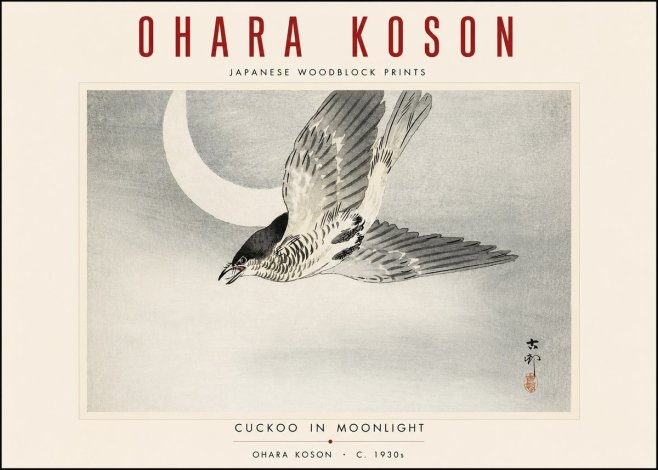 Ohara Koson Cuckoo in Moonlight No3 - Plakat