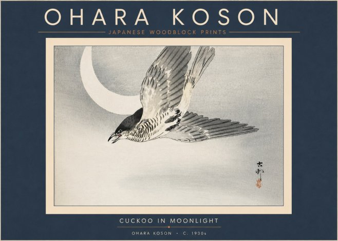 Ohara Koson Cuckoo in Moonlight No6 - Plakat