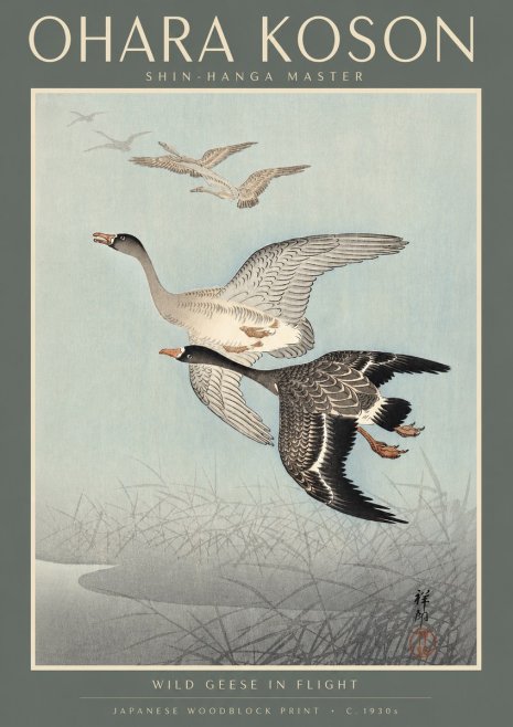 Ohara Koson Wild Geese in Flight II No4 - Plakat