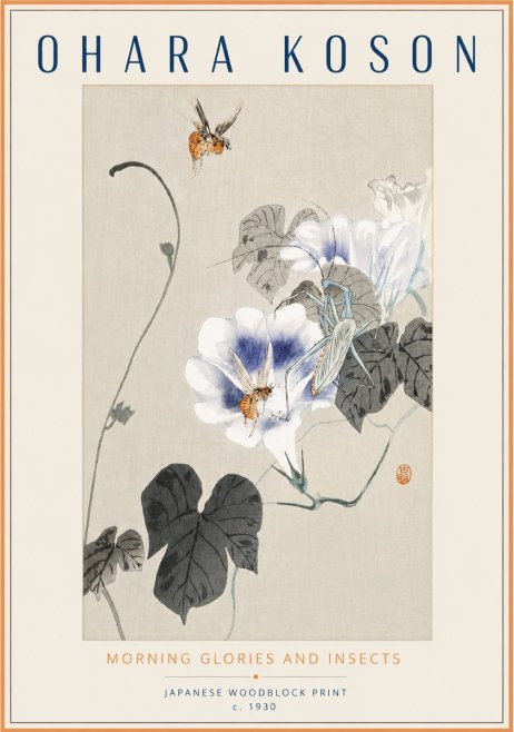 Ohara Koson Morning Glories and Insects No3 - Plakat