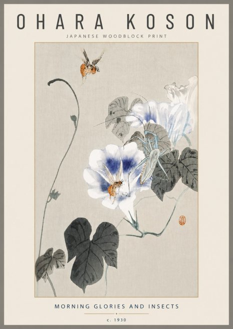 Ohara Koson Morning Glories and Insects No4 - Plakat