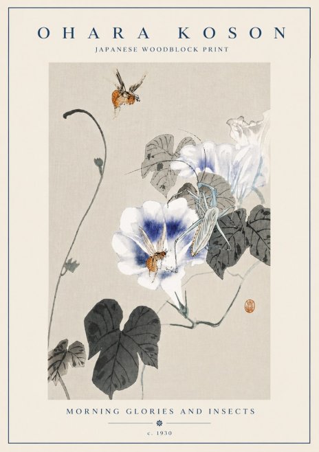 Ohara Koson Morning Glories and Insects No6 - Plakat
