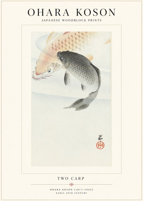 Ohara Koson Two Carp No1 - Plakat