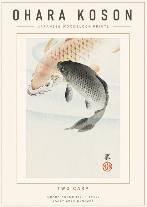 Ohara Koson Two Carp No4 - Plakat